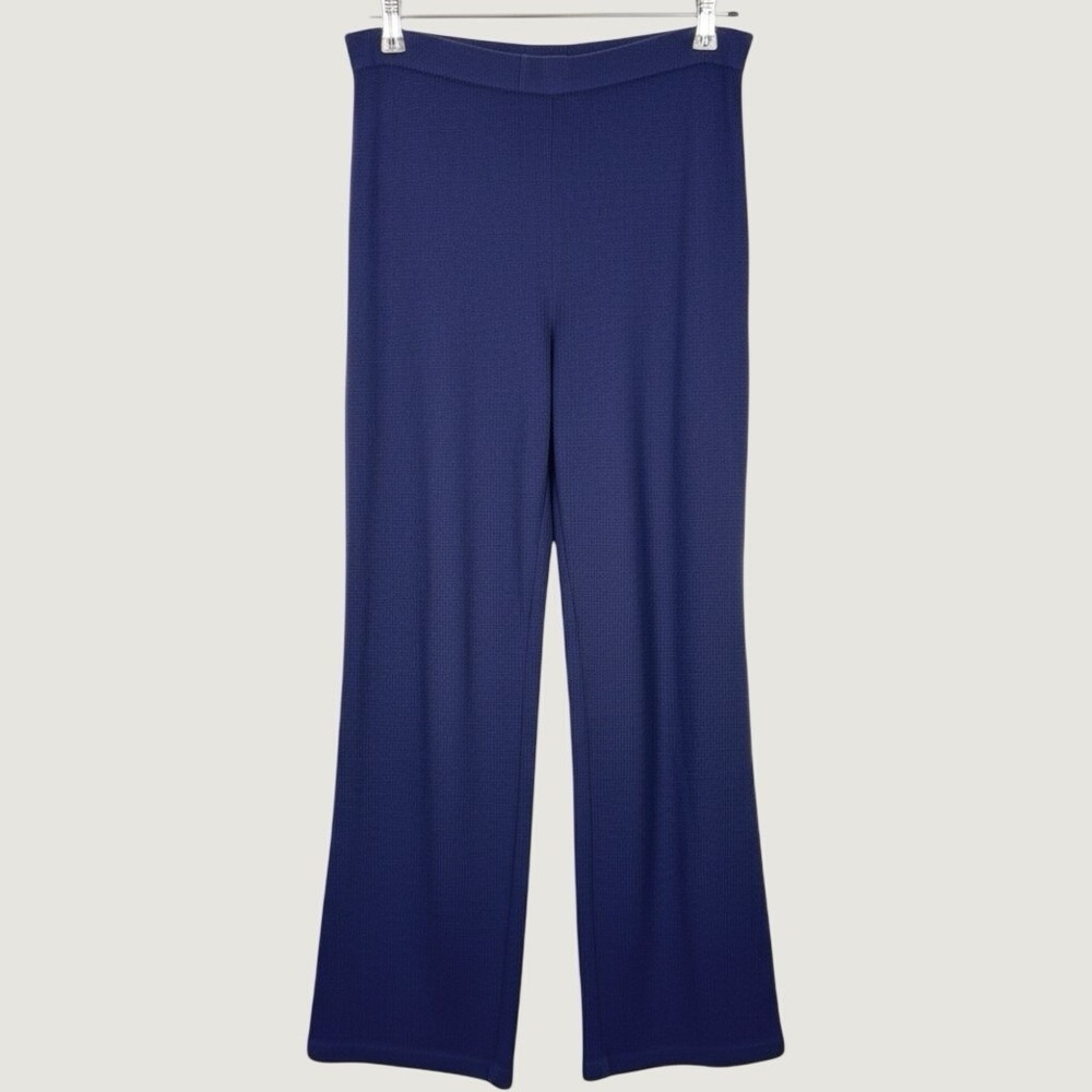Vintage St. John Pants 4 Navy Blue Santana Knit High Rise Wide Leg Straight USA